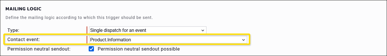 Maileon: Contact event selection in triggermailing creation.