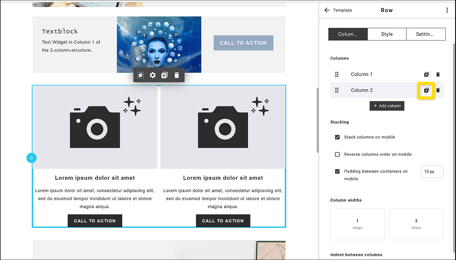 Maileon: Editor 2, adding new column to block.
