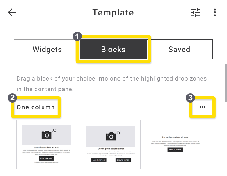 Maileon: Editor2, Blocks area overview.