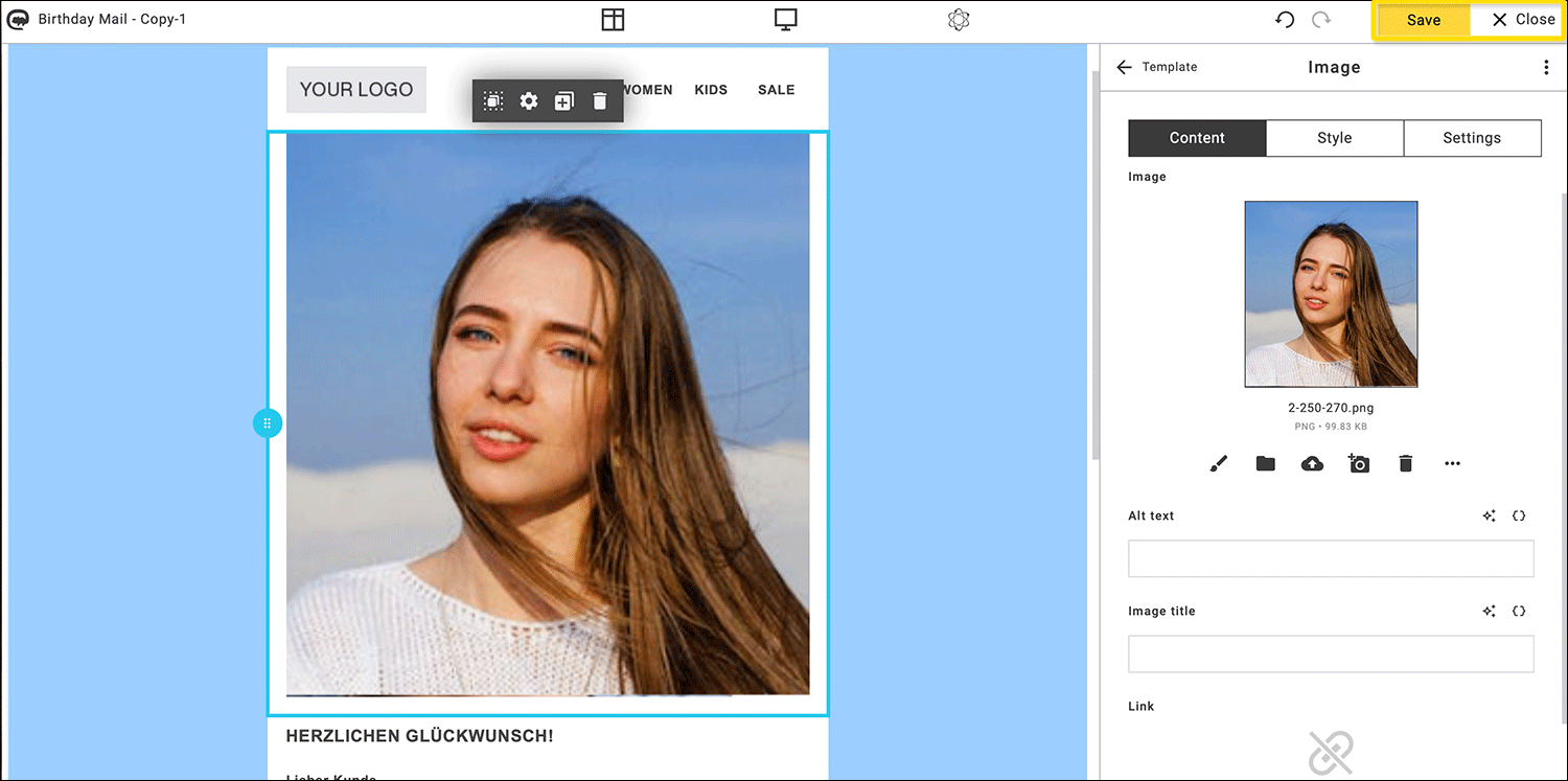 Maileon: Trigger FAQ, saving replaced image element.