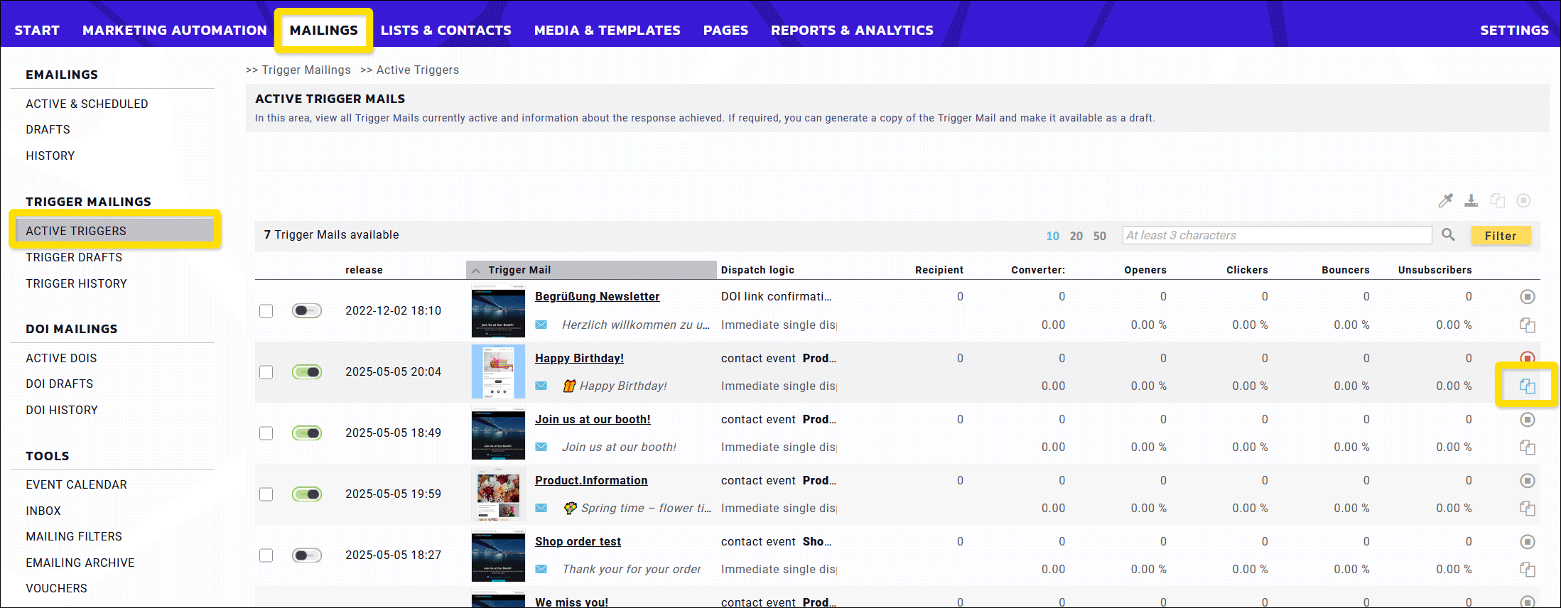 Maileon: Trigger FAQ, replacing images: copy.