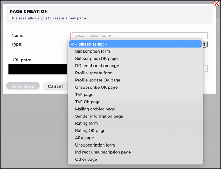 Fig. 8: Select any type of form, except the unsubsciption one.