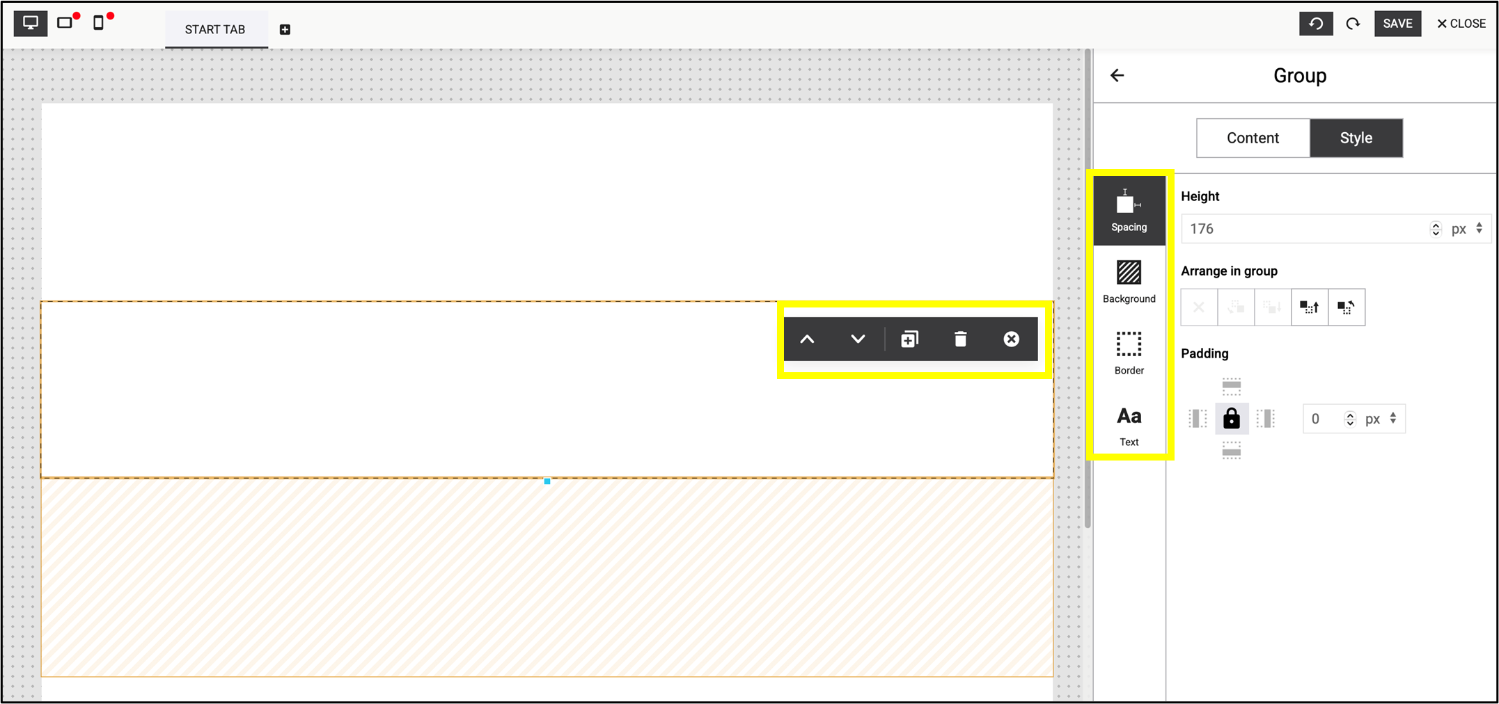 Fig. 16: Simple and user-friendly toolbars are available for editing the selected section.