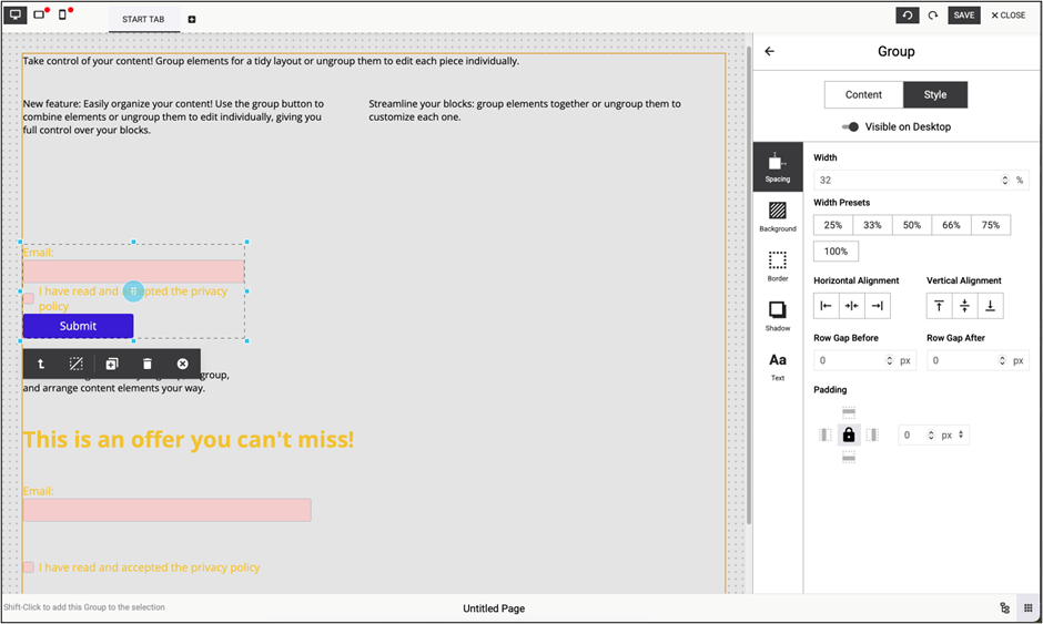 Fig. 32: The selected page elements use the same colors, applied uniformly.