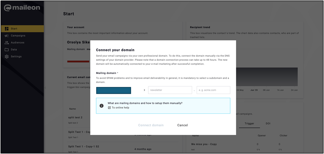 Fig. 2: One-click domain change for simplified account management.