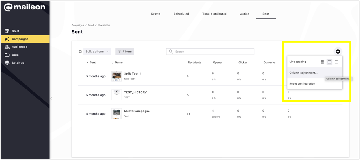Fig. 9: Flexible list configurability.
