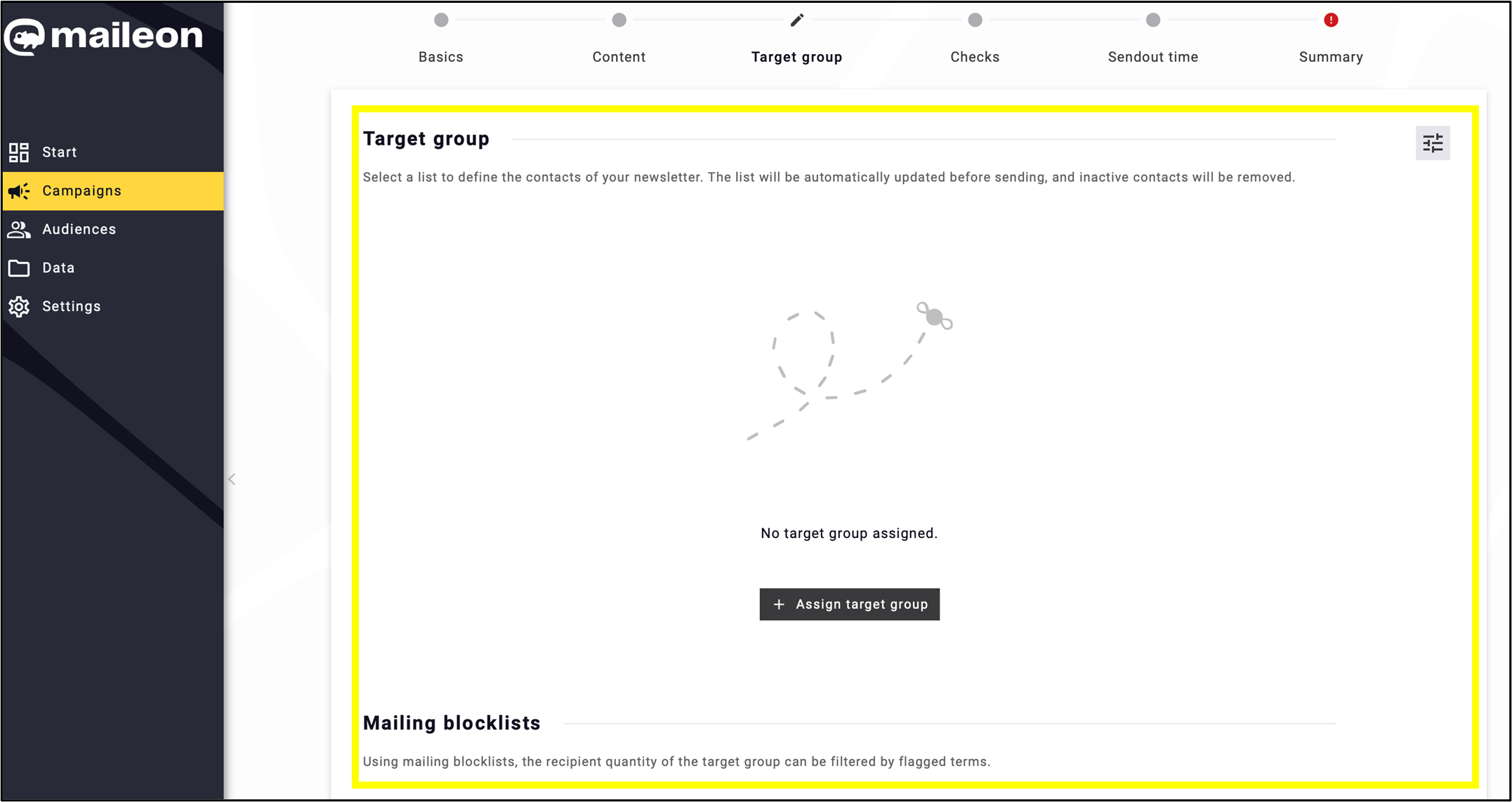Fig. 12: Simplified target group definition for easier setup.