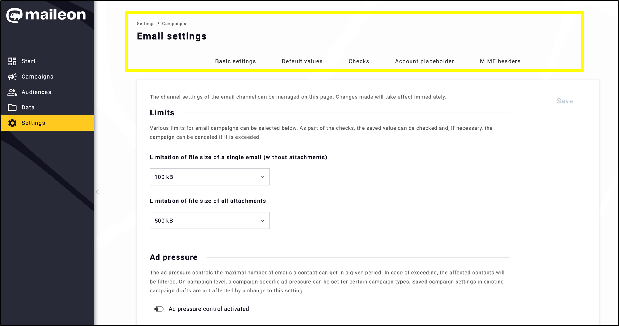 Fig. 7: Vertical grouping in ’Settings’ submenus for clarity and transparency.