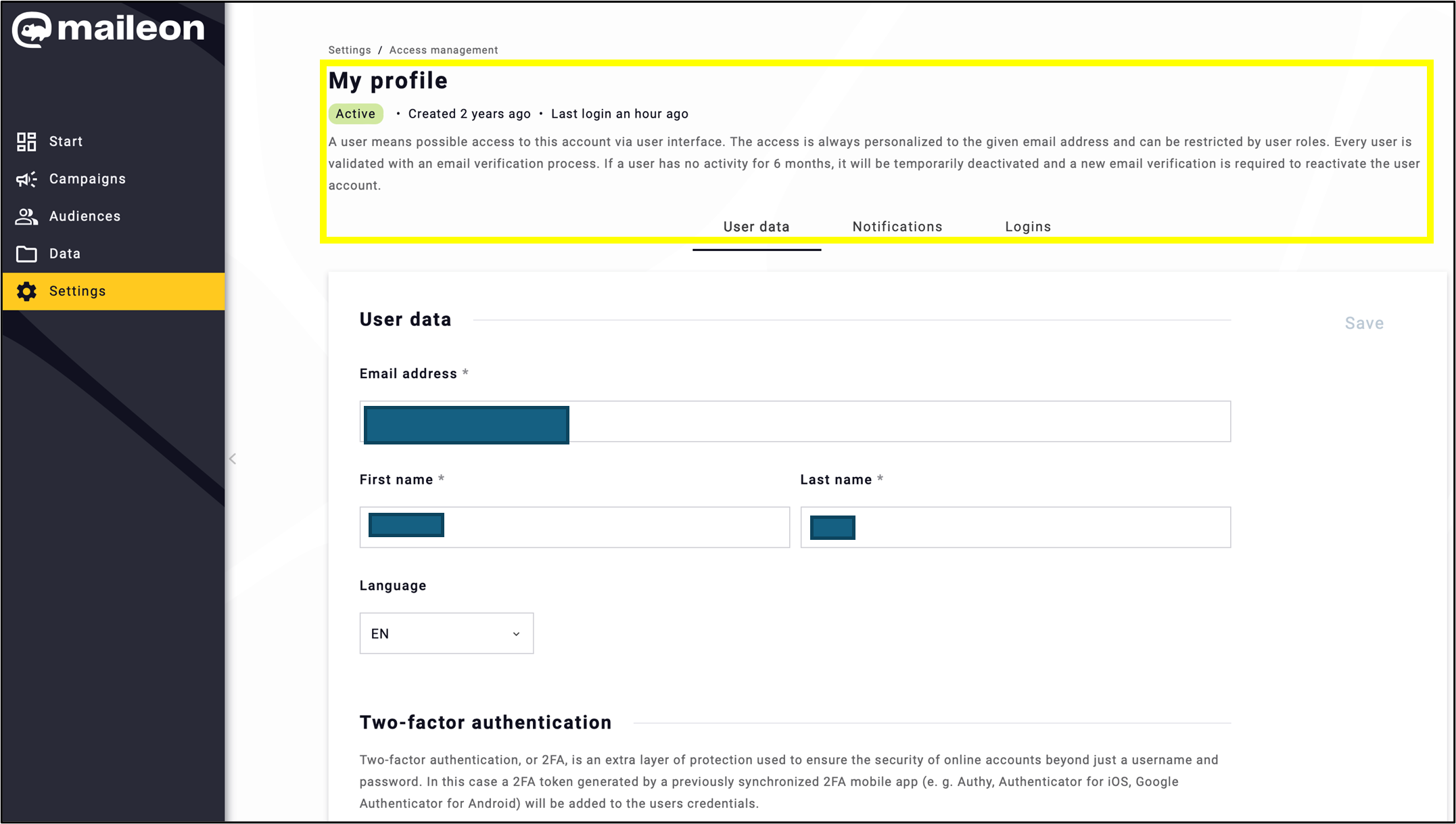 Fig. 8: Key updates appear at the top of some ’Settings’ pages.