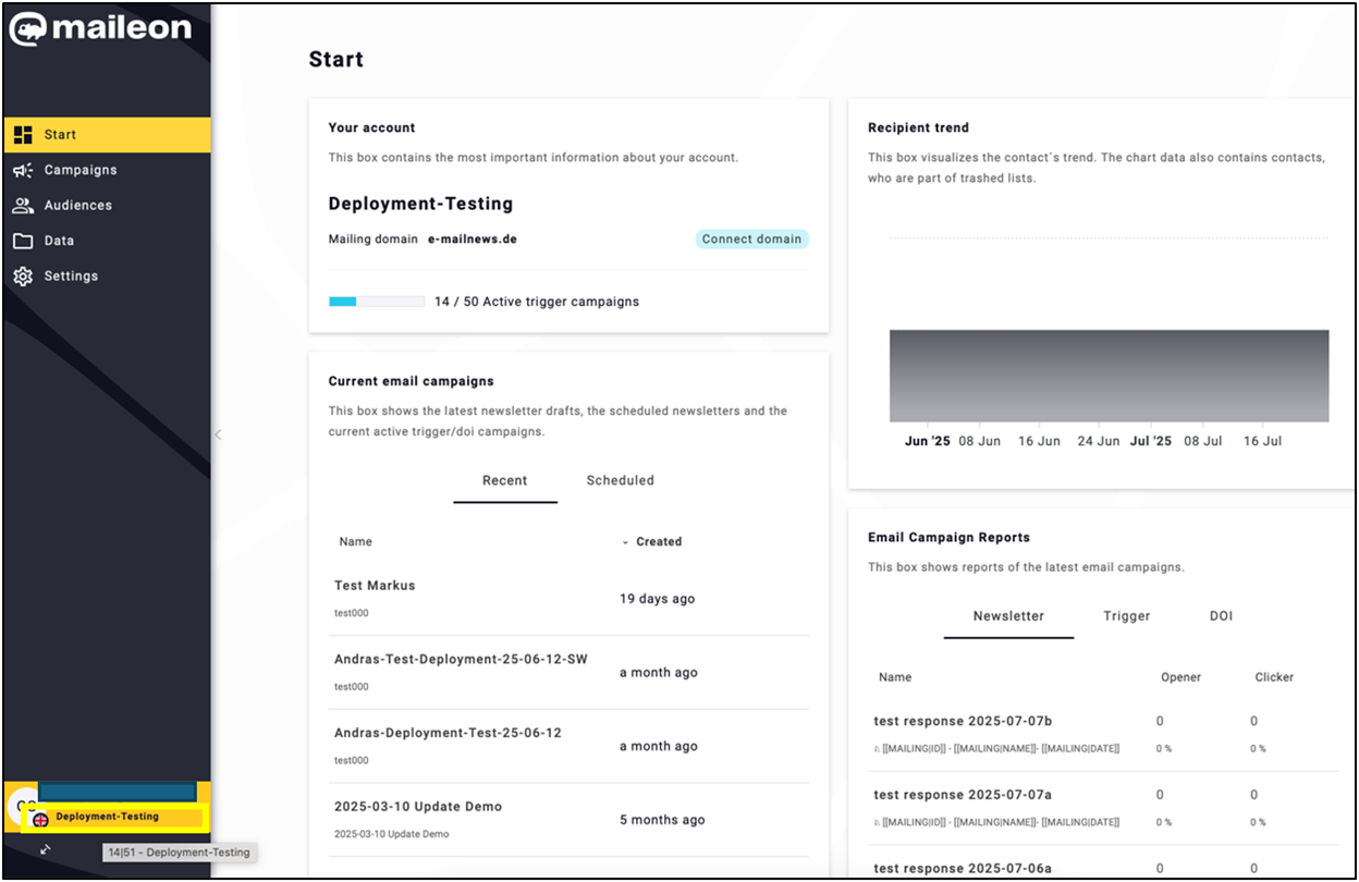 Fig. 11: Switch accounts easily by clicking on your account name in the menu bar.