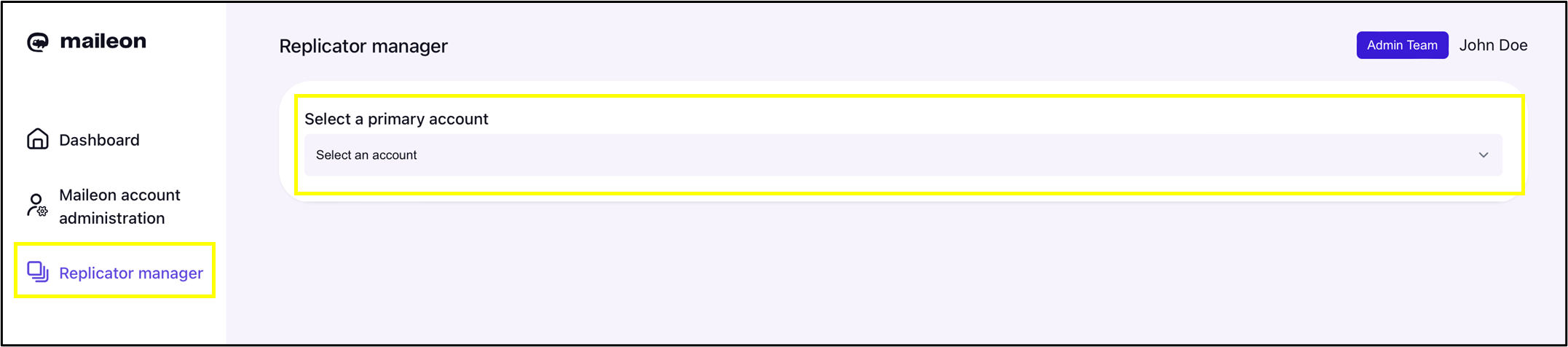 Fig. 4: Select the desired primary account.