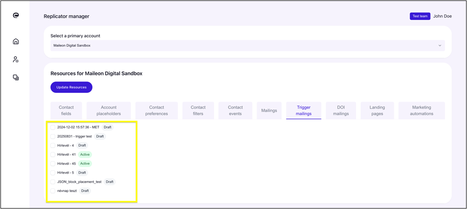 Fig. 9: Resource status indicates current account states.