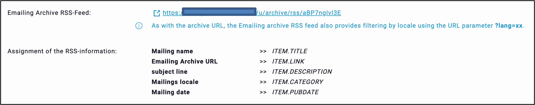 Fig. 5: Information on the ‘Emailing Archive RSS-Feed’.