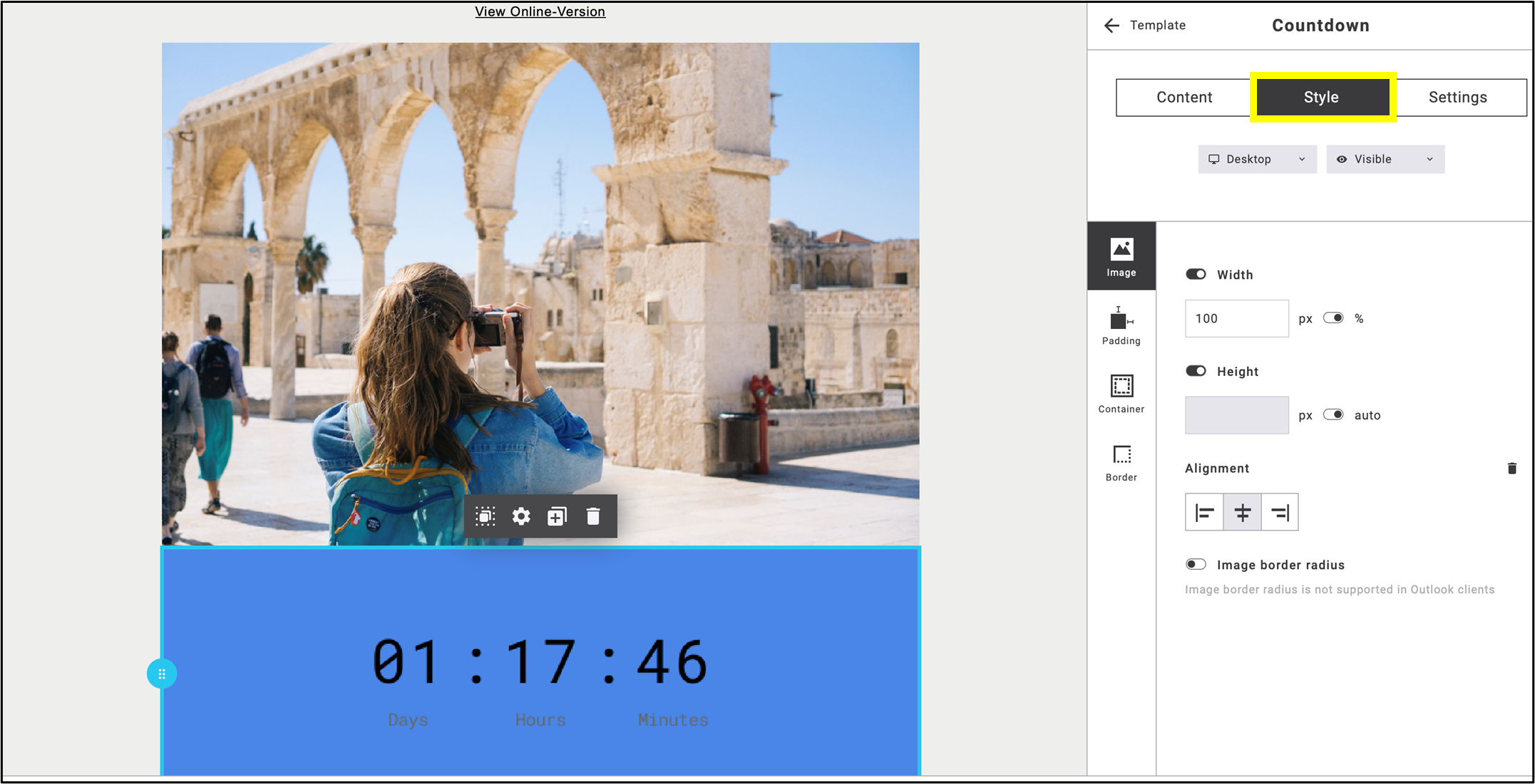 Fig. 18: Style settings work the same way as in other widgets.