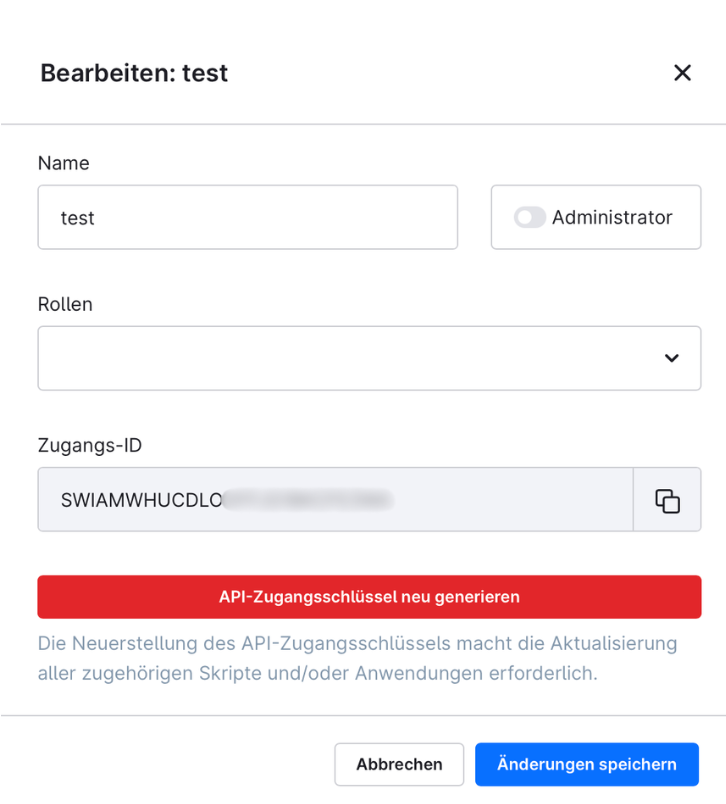Abb. 13: Öffnen Sie die Integration, um die „Access Key ID“ anzuzeigen.