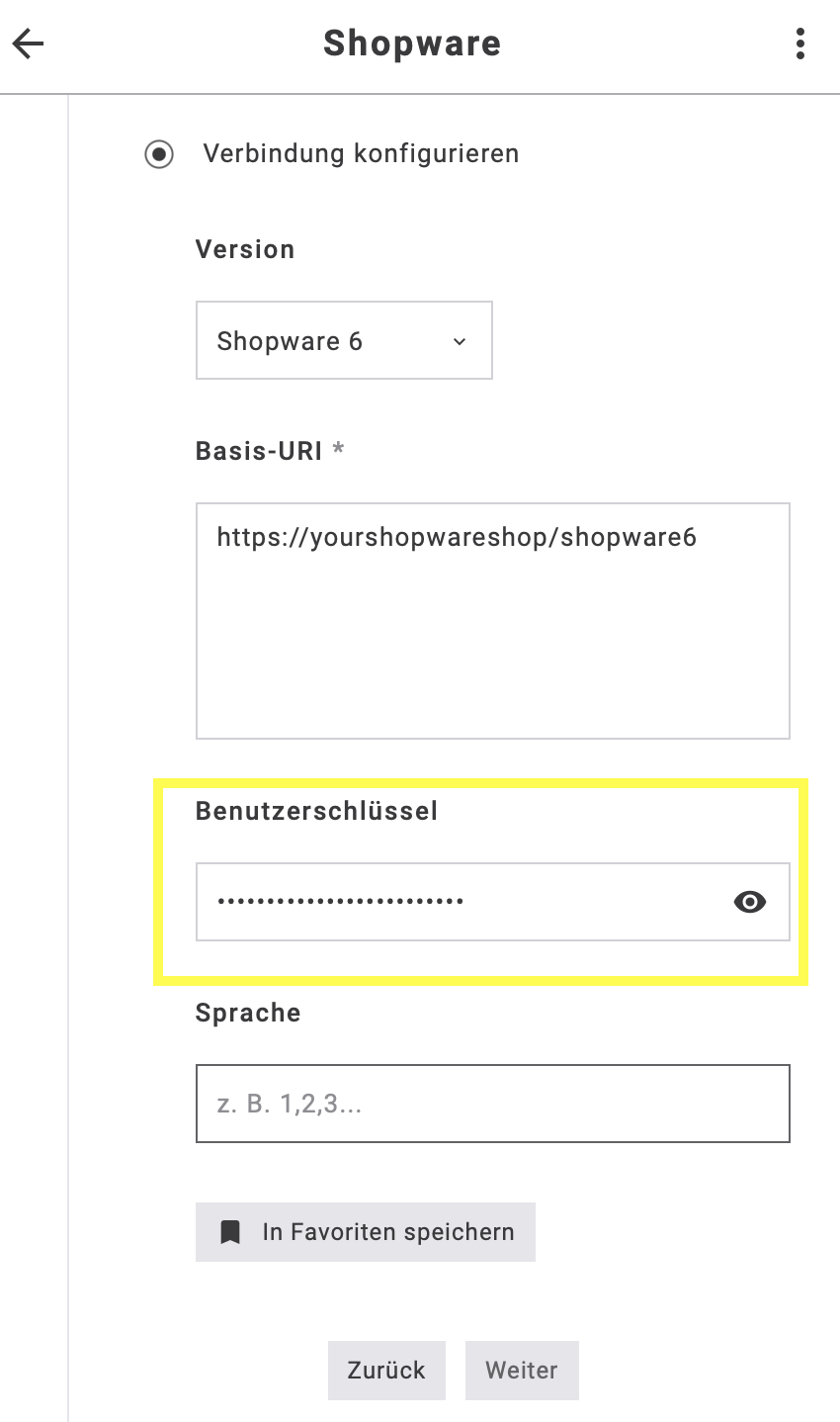 Abb. 15: Fügen Sie die „Access Key ID“ in das entsprechende Feld im E-Mail-Editor ein.
