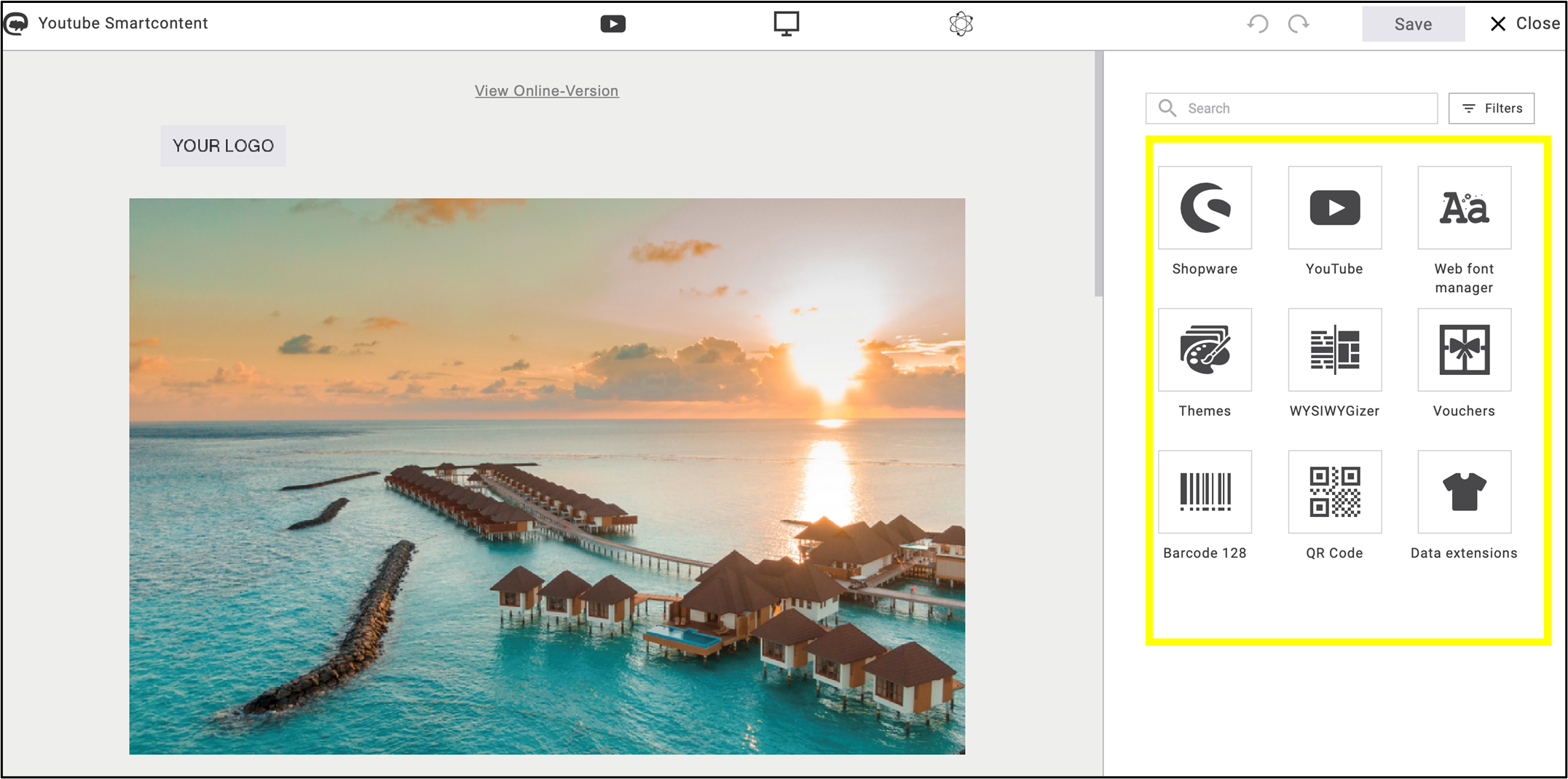 fig. 1: Find SmartContents in the email editing tools.
