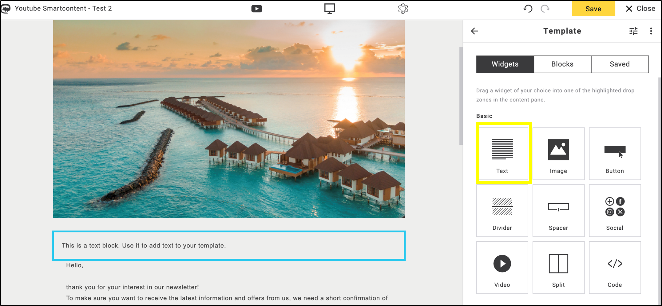 fig. 3: Insert an empty text box as the first step, ready for later customisation.
