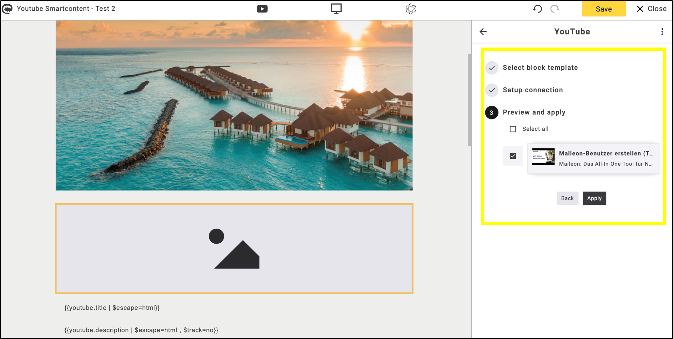 fig. 14: Set the preview and click ’Apply’.