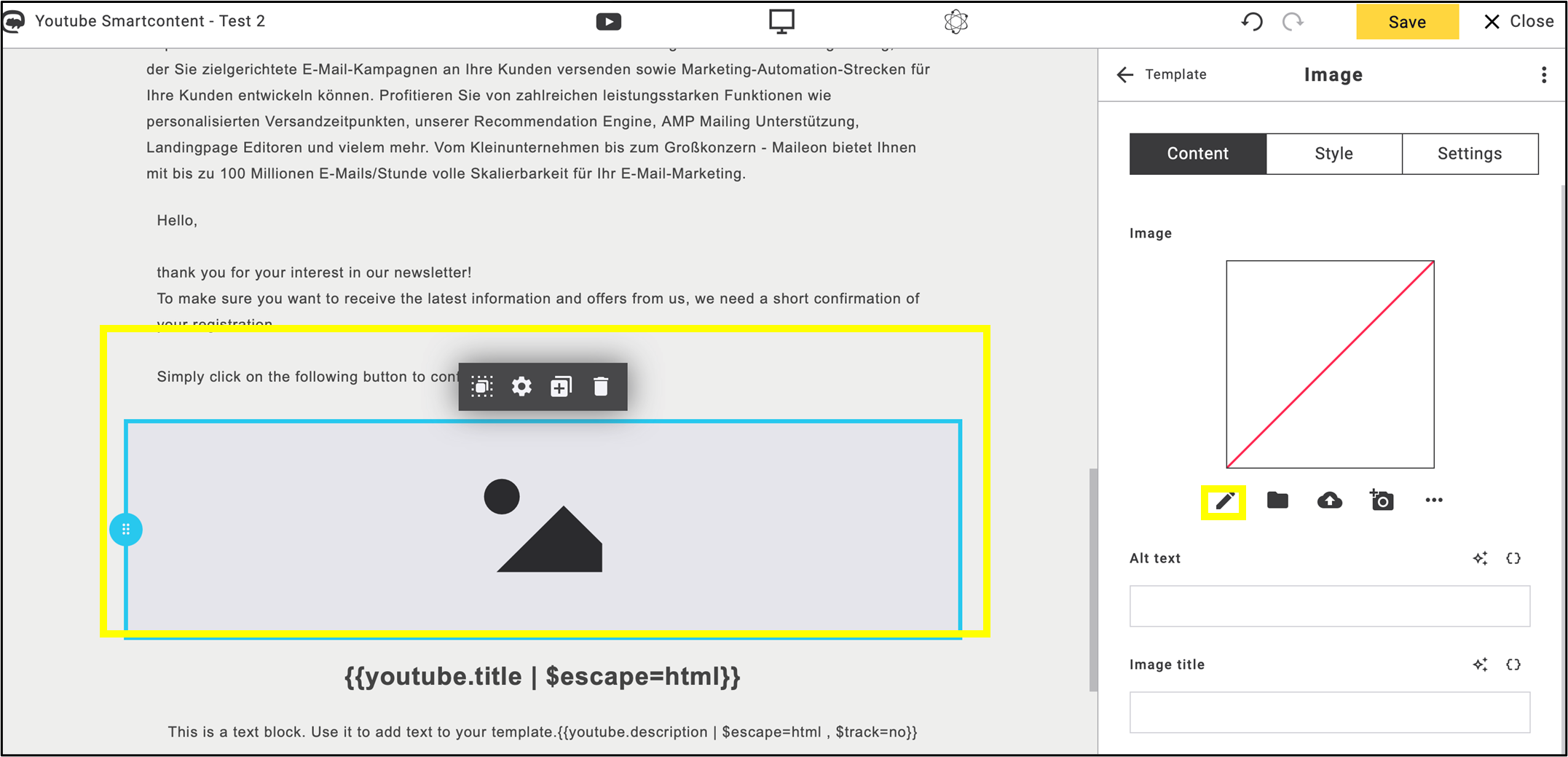 fig. 24: Click on pencil icon to edit the image block.