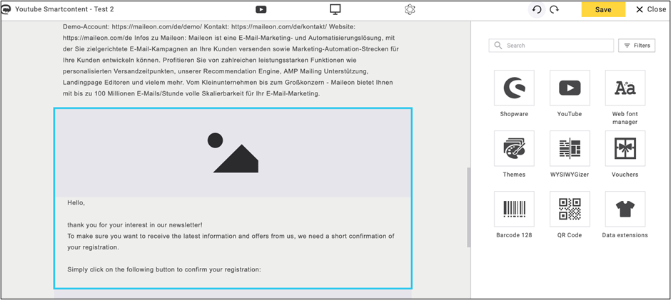 fig. 30: Embed the YouTube video into the block as outlined above.