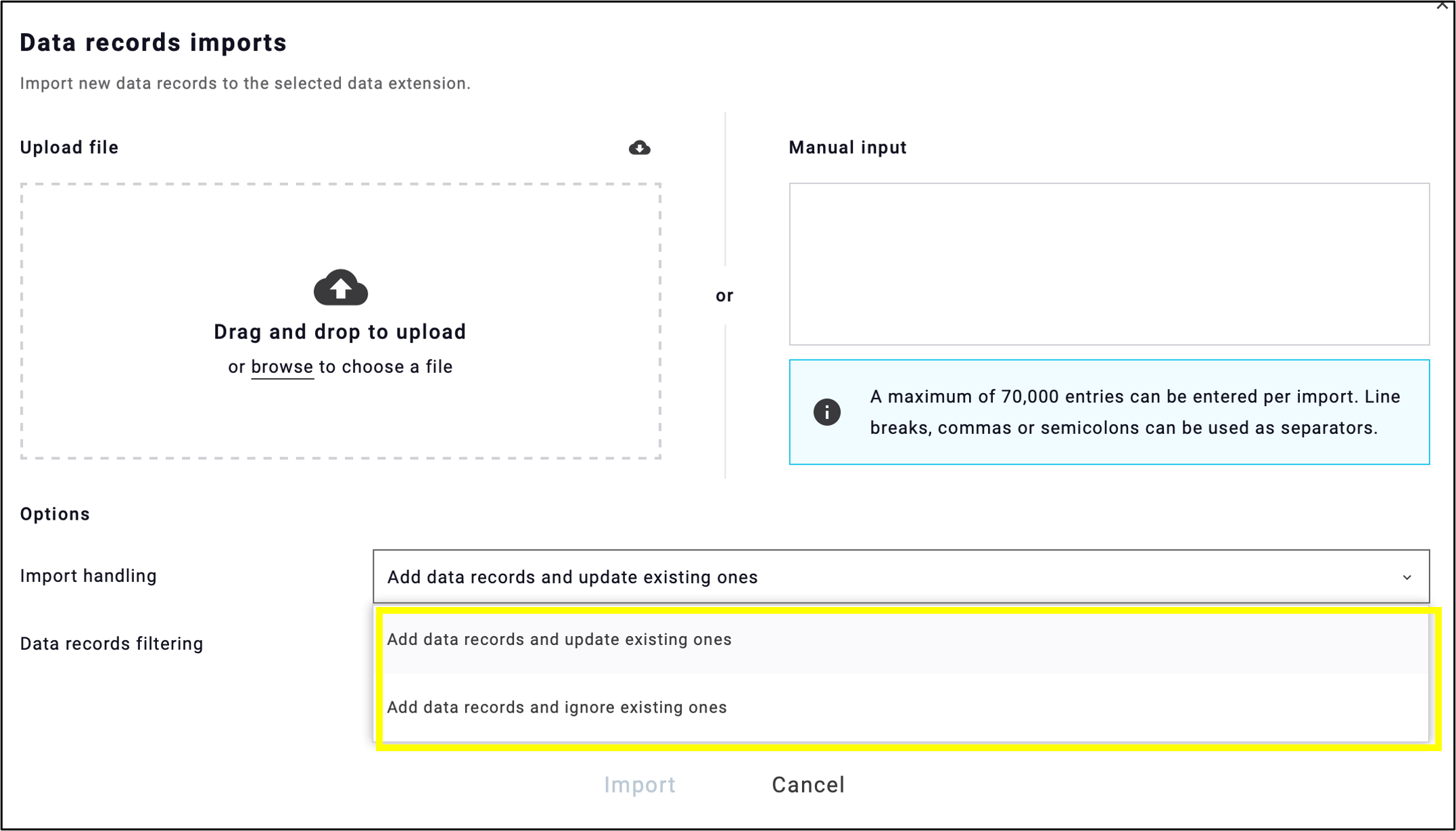 fig.11: Optionally you can update the existing data when adding new data.