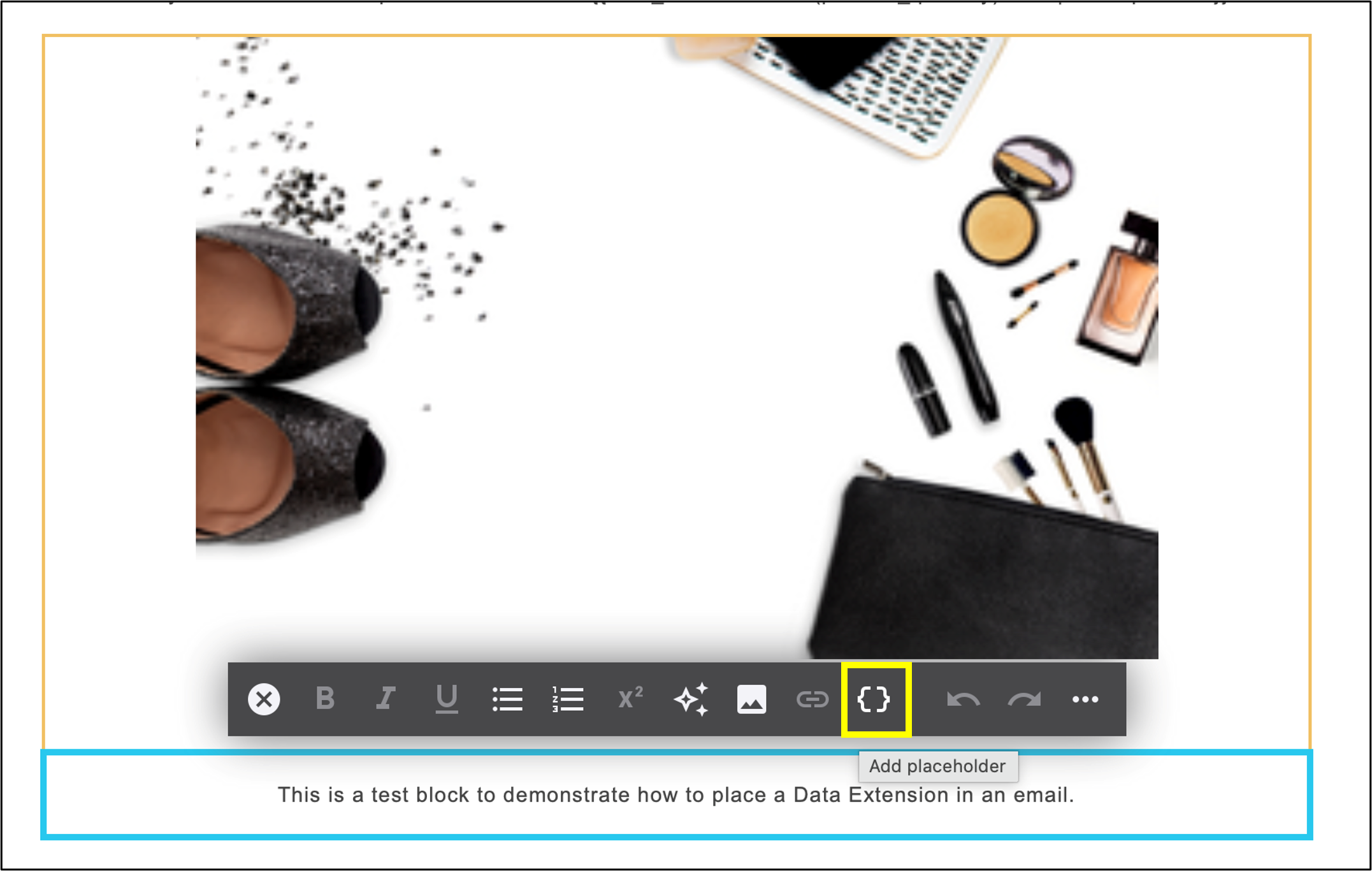 fig. 15: Use placeholders to place data extensions in emailing.