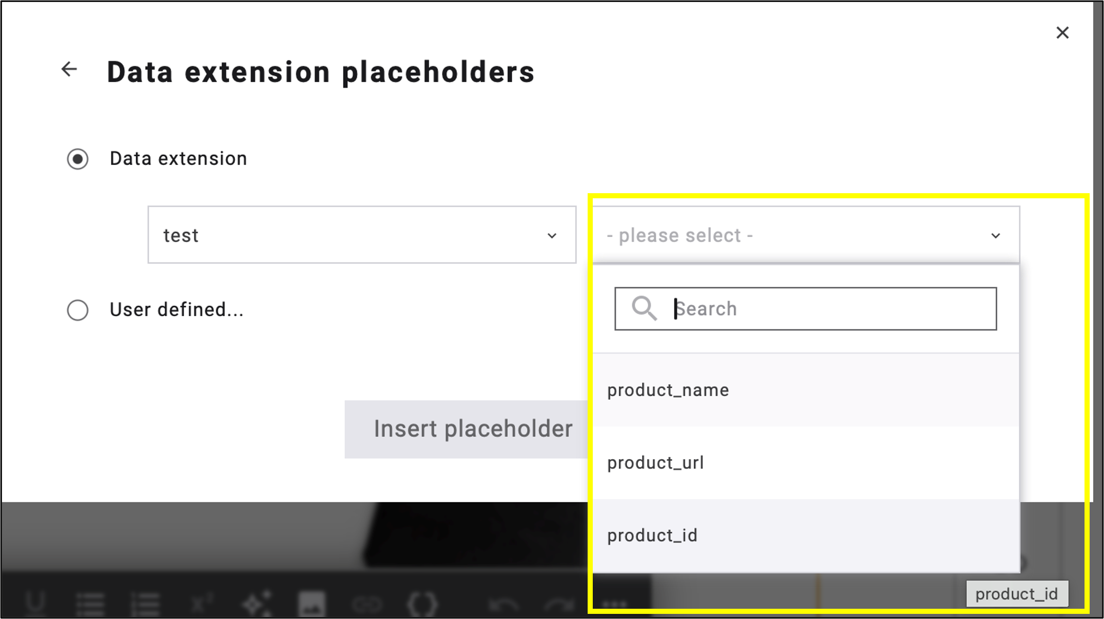 fig. 18: Choose the desired placeholder.