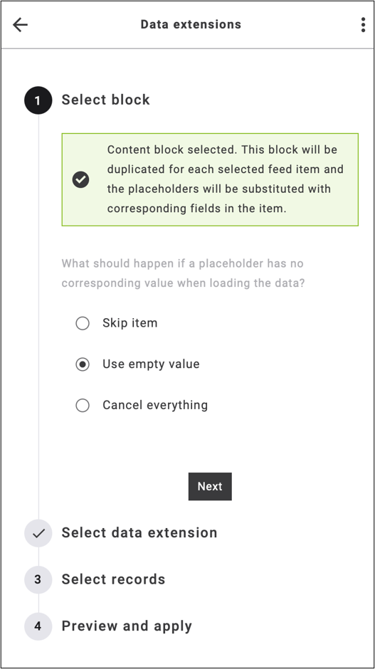 21: Select the appropriate block and define how to handle placeholders with missing values during data loading.