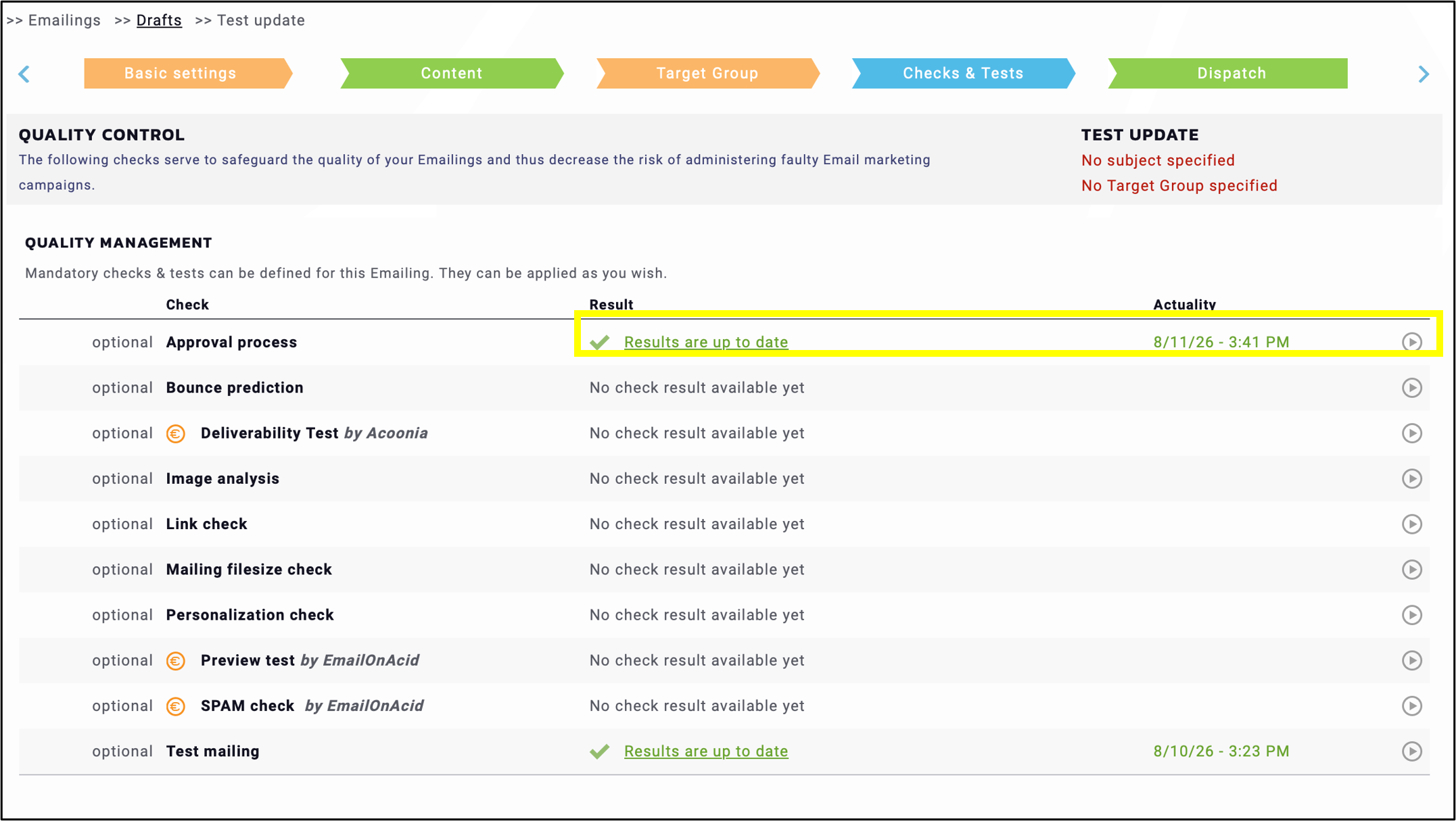 fig. 11: The system sends out the test in real time.