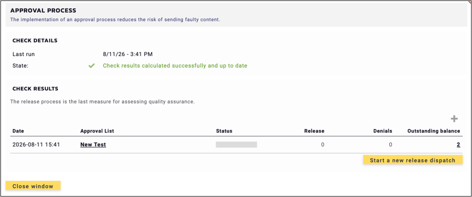 fig. 12: Click ‘results are up to date’ to view the statistics and access the resend option.