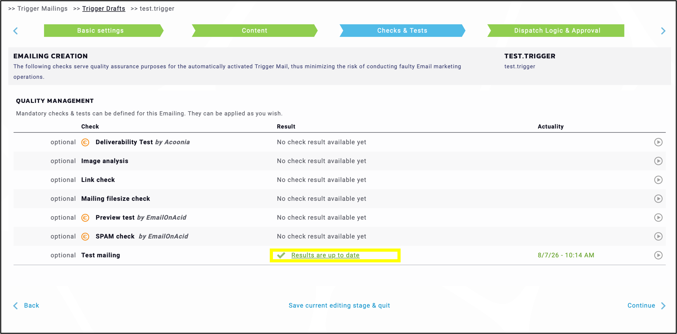 fig. 13: The system sends out the test in real time.