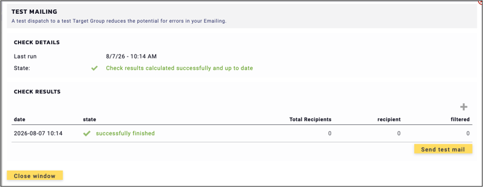 fig. 14: Click ‘successfully finished’ to view the statistics and access the resend option.