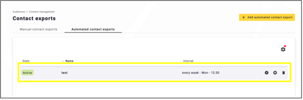 fig. 11: Find your automated import under the ‘Automated contact imports’ tab and use the icons to pause, resume, or cancel it.