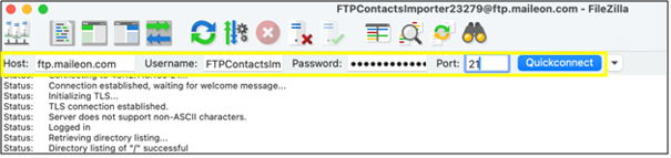 fig. 8: Enter the required login details in the top line, then click the ‘Quickconnect’ at the end of the process.