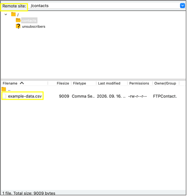 fig. 11: The contact list appears on the ‘Remote’ site after the import.