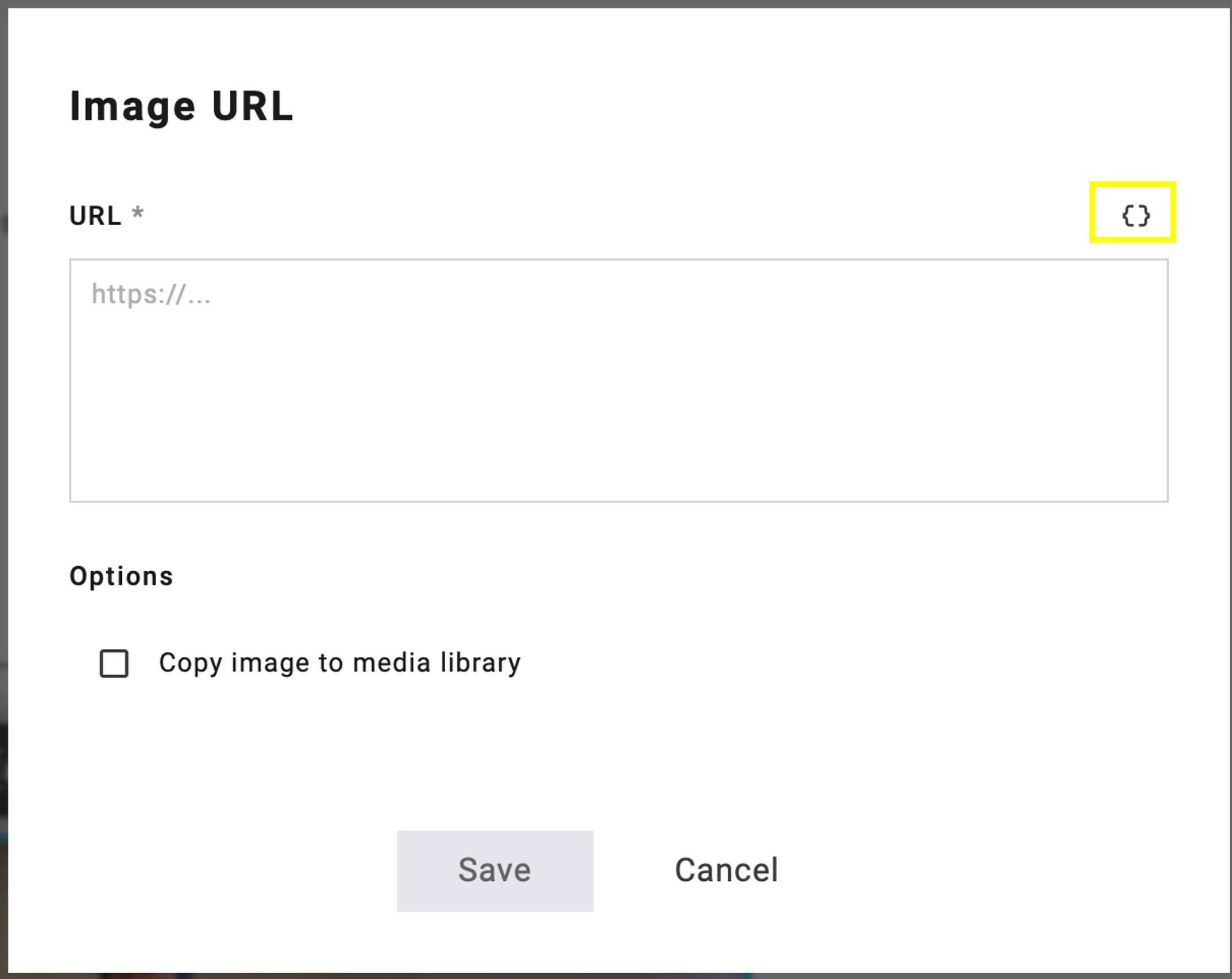 fig. 4: Click on ‘add placeholder’ icon to add any placeholder to the Image URL.