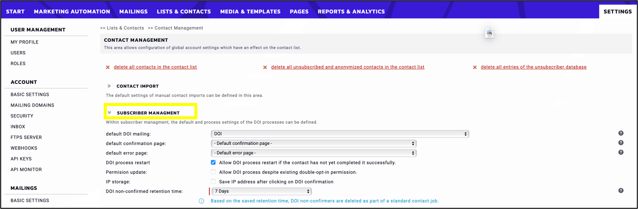 Fig. 4: Subscriber management can be set up in a few simple steps.