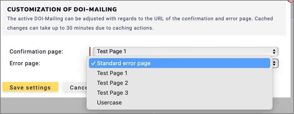 Fig. 9: Options to modify landing page settings.