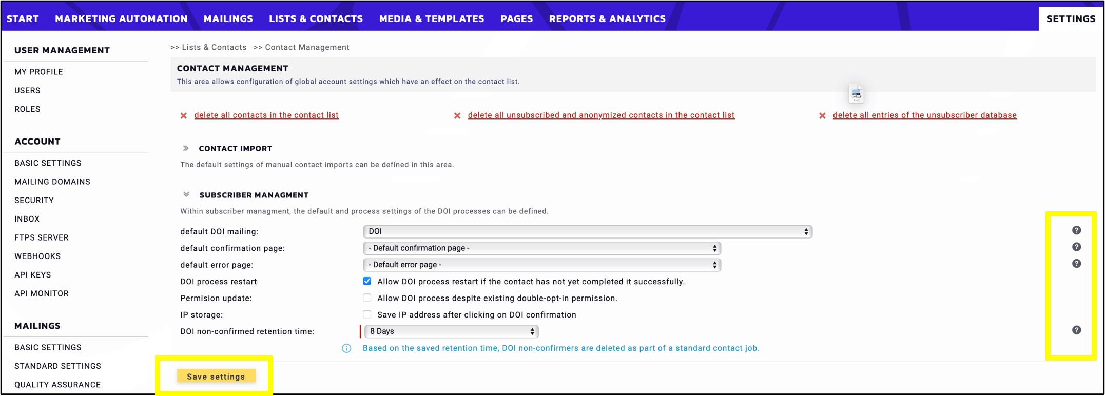 Fig. 16: The question marks on the right help in case of further questions.