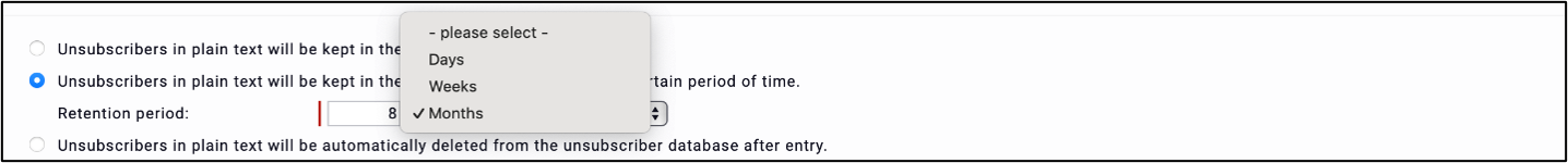 Fig. 18: Retention period can be divided into days, weeks or months.