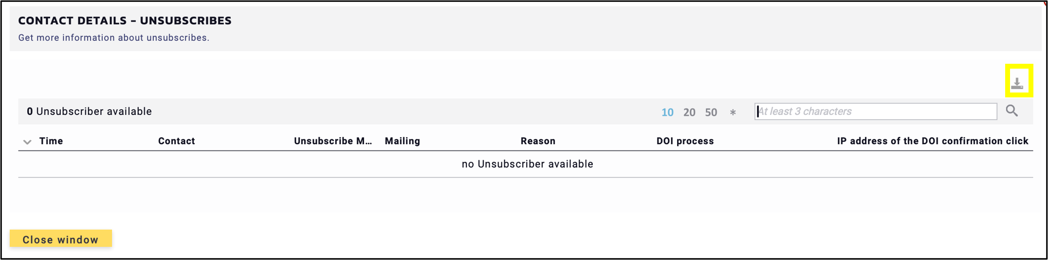 Fig. 20: Download the list of unsubscribers in one click.